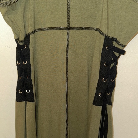 NWT Hot Topic Social Collision Dark Green Hardware Gorpcore Punk Midaxi Dress - Picture 5 of 5